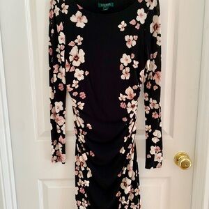 Ralph Lauren Pink and Orange Long Sleeve Sheath Dress